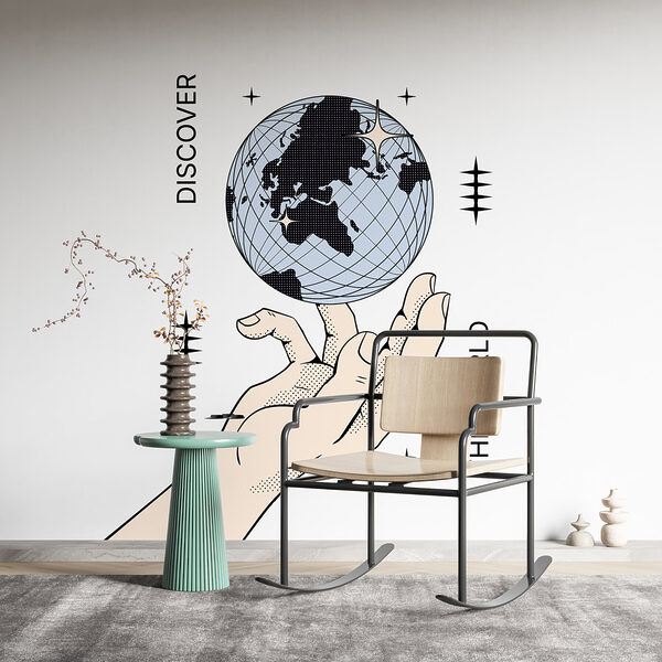 Main tenant un globe terrestre Papier peint Main tenant un globe terrestre