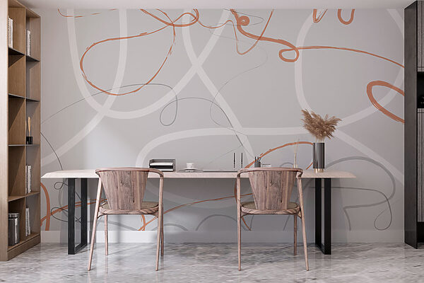 Tourbillons gris et orange Papier peint Tourbillons gris et orange