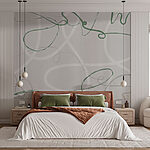 Papier peint Lignes tourbillonnantes vertes et grises