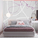 Papier peint Tourbillons violets et gris
