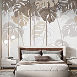 Papier peint Groupe de feuilles sur fond blanc