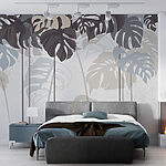Papier peint Groupe de feuilles sur fond blanc
