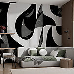 Papier peint Image en noir et blanc d'un motif tourbillonnant