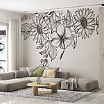 Papier peint Dessin de fleurs et de feuilles