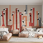 Papier peint Groupe d'oiseaux aux formes colorées différentes