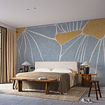 Papier peint Motif bleu et jaune