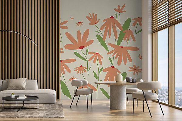 Groupe de fleurs orange Papier peint Groupe de fleurs orange