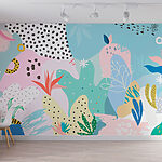 Papier peint Motif coloré avec différentes formes et couleurs