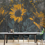 Papier peint Peinture de fleurs jaunes