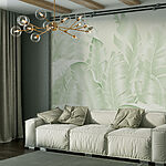 Papier peint Groupe de feuilles sur fond blanc