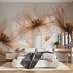 Papier peint Symphonie florale délicate en sépia