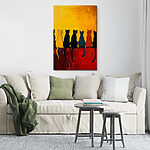 Tableaux Groupe de chats assis sur une surface rouge