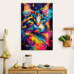 Tableaux Chat coloré aux yeux bleus