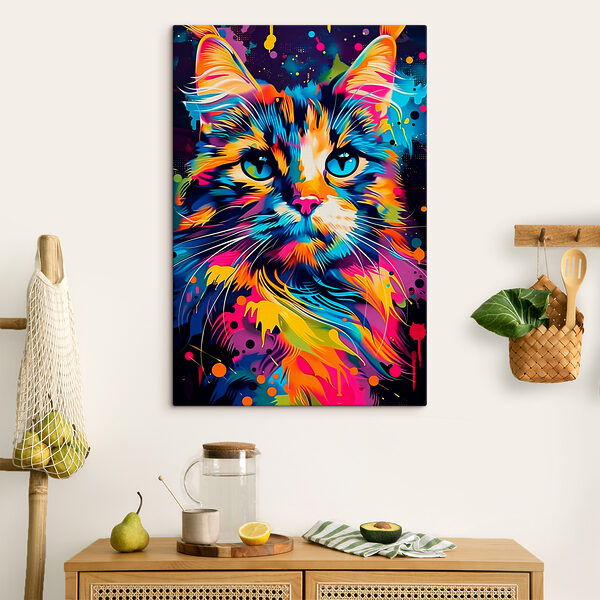 Chat coloré aux yeux bleus Tableaux Chat coloré aux yeux bleus