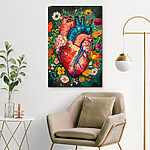 Tableaux Coeur coloré avec des fleurs
