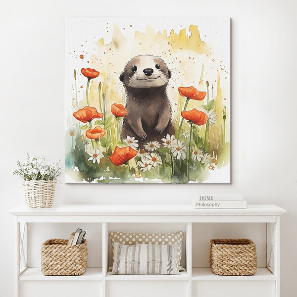 Aquarelle d'un animal dans un champ de fleurs Tableaux Aquarelle d'un animal dans un champ de fleurs