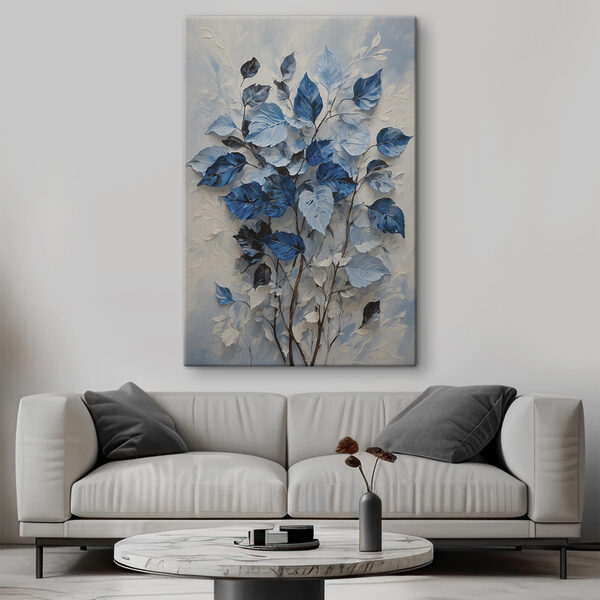 Peinture de feuilles bleues Tableaux Peinture de feuilles bleues
