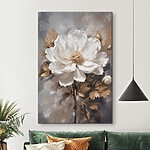 Tableaux Fleur blanche avec des feuilles brunes