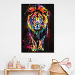 Tableaux Lion coloré avec des éclaboussures de peinture