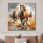 Tableaux Groupe de chevaux courant dans l'eau