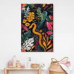 Tableaux Art coloré d'un serpent et de feuilles