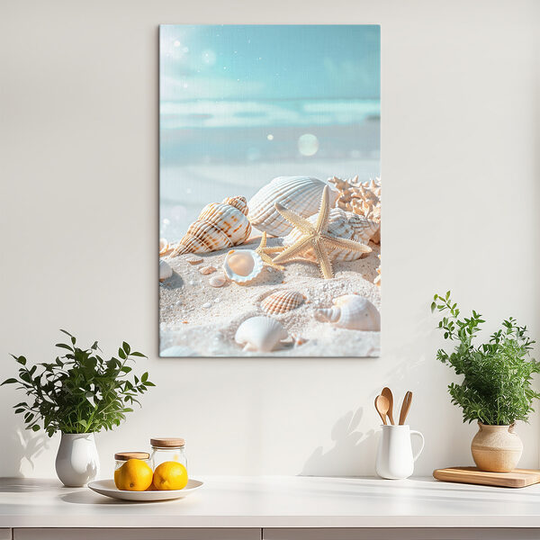 Groupe de coquillages et d'étoiles de mer sur le sable Tableaux Groupe de coquillages et d'étoiles de mer sur le sable