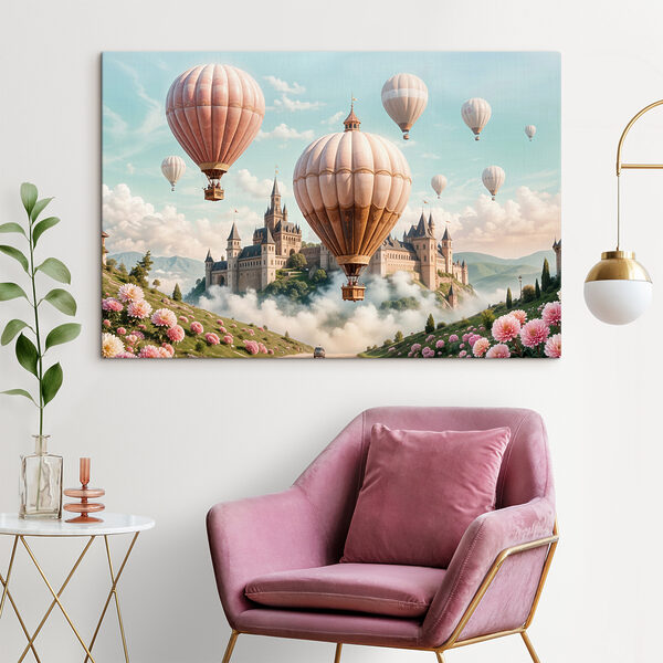 Château avec montgolfières Tableaux Château avec montgolfières