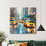Tableaux Peinture d'une rue avec des taxis jaunes