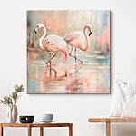 Tableaux Deux flamants roses marchant sur l'eau
