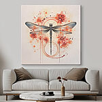 Tableaux Libellule avec fleurs