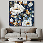 Tableaux Fleurs élégantes en bleu nuit
