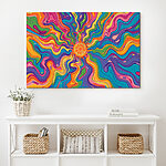 Tableaux Motif coloré et tourbillonnant avec un soleil