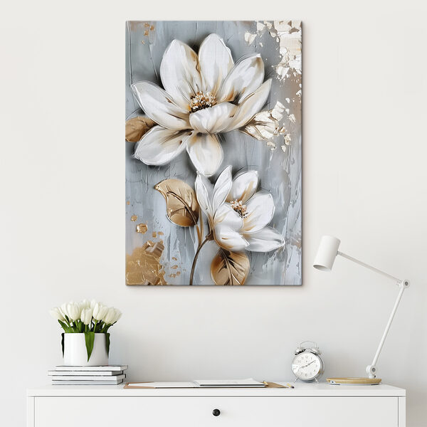 Peinture de fleurs sur une surface grise Tableaux Peinture de fleurs sur une surface grise
