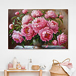 Tableaux Peinture de fleurs roses dans un vase