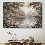 Tableaux Rivière avec arbres et buissons