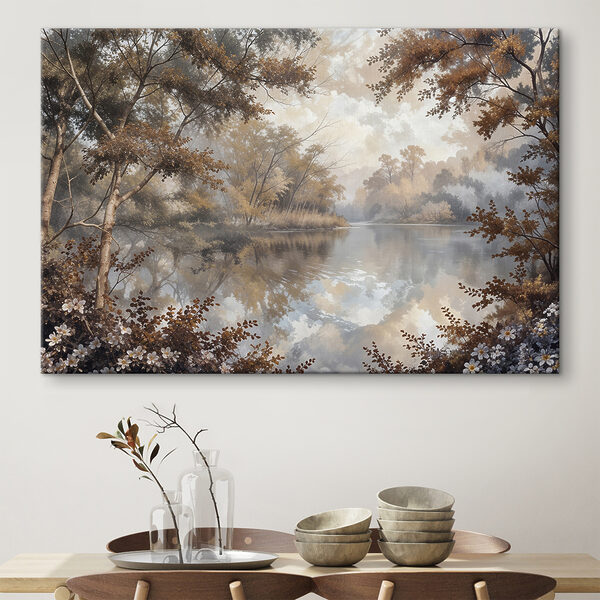 Rivière avec arbres et buissons Tableaux Rivière avec arbres et buissons