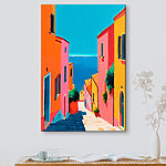 Tableaux Bâtiments colorés et plan d'eau