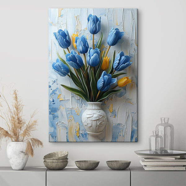 Vase de tulipes bleues Tableaux Vase de tulipes bleues