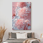 Tableaux Groupe de fleurs roses sur une surface rose