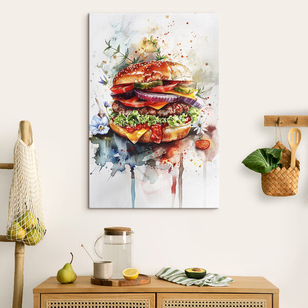 Aquarelle d'un hamburger Tableaux Aquarelle d'un hamburger