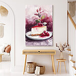Tableaux Pièce de cheesecake avec des cerises sur le dessus