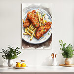 Tableaux Assiette d'ailes de poulet et de frites