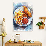 Tableaux Assiette de lamelles de poulet et de frites