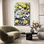 Tableaux Assiette d'huîtres et de citrons