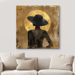 Tableaux Femme en robe noire et chapeau