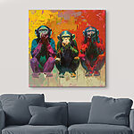 Tableaux Groupe de singes assis ensemble