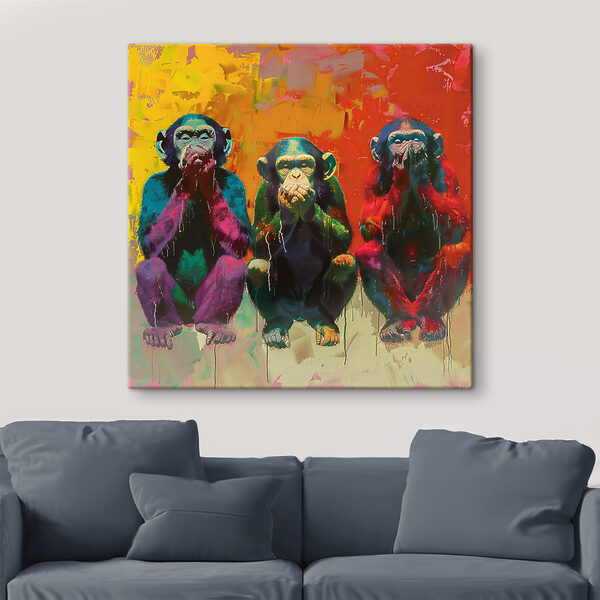 Groupe de singes assis ensemble Tableaux Groupe de singes assis ensemble