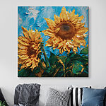 Tableaux Les tournesols s'épanouissent sur un fond bleu