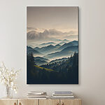 Tableaux Chaîne de montagnes avec arbres et brouillard