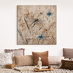 Tableaux Libellules et fleurs sur un mur